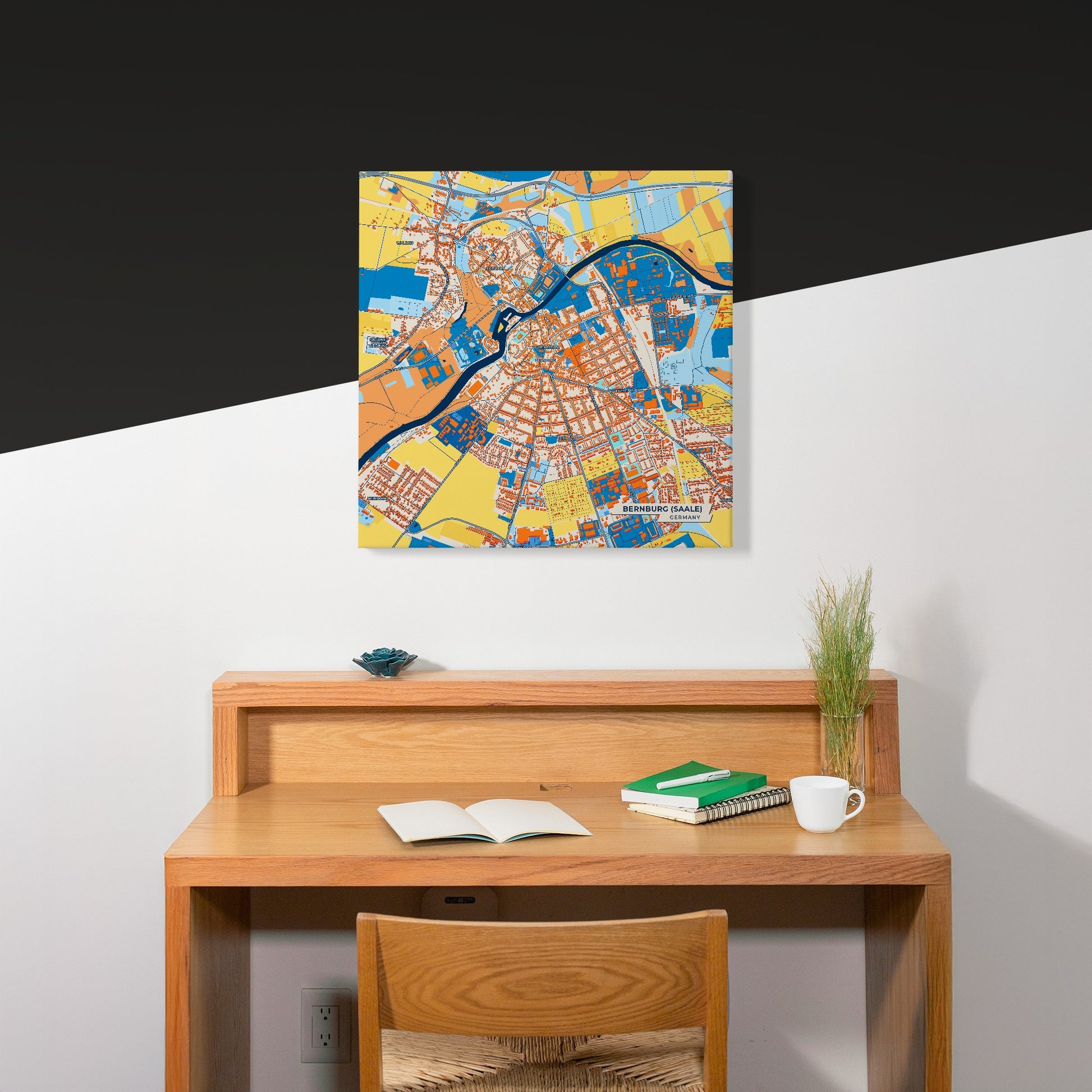Bernburg (Saale) Germany Colorful City Map Canvas Print Scene