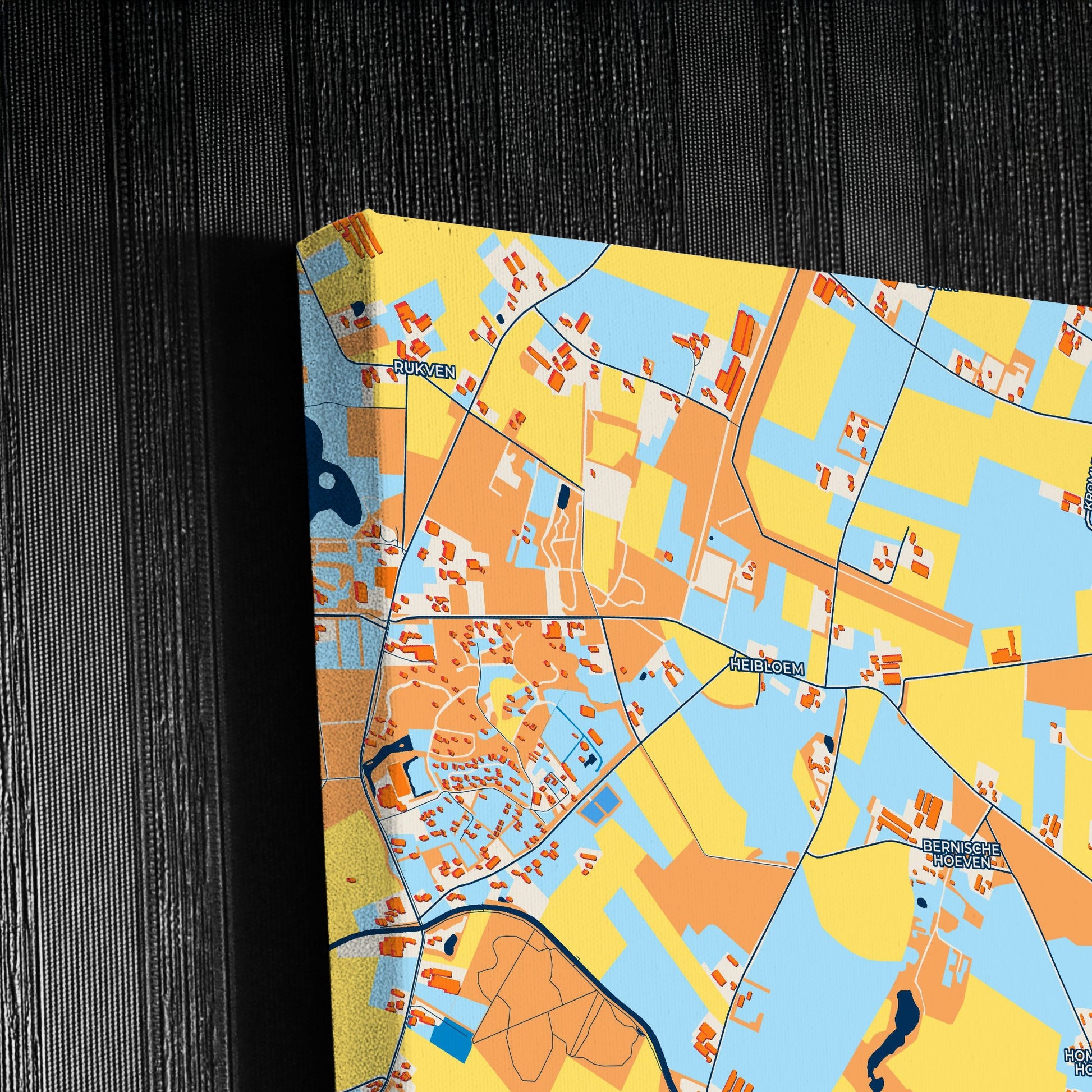 Bernheze Netherlands Colorful City Map Canvas Print Detail