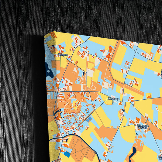 Bernheze Netherlands Colorful City Map Canvas Print Detail