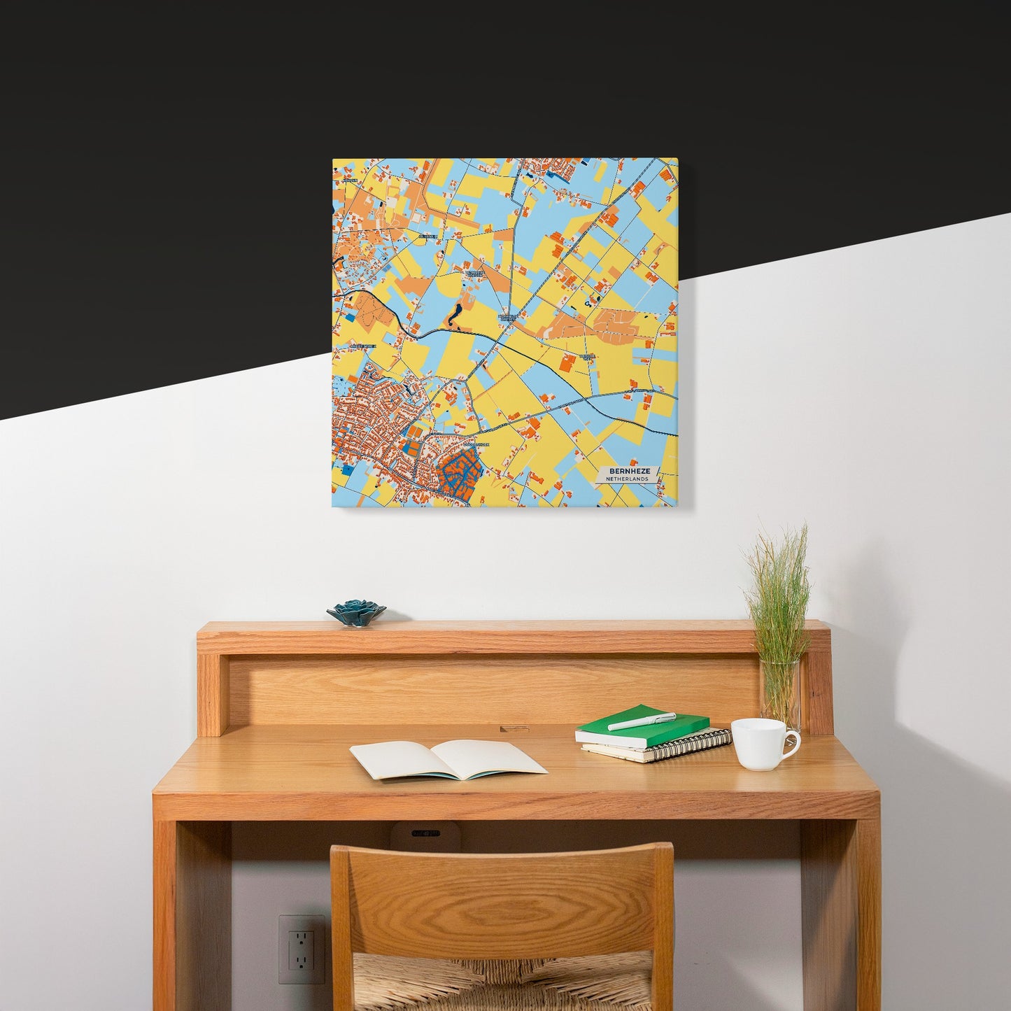 Bernheze Netherlands Colorful City Map Canvas Print Scene