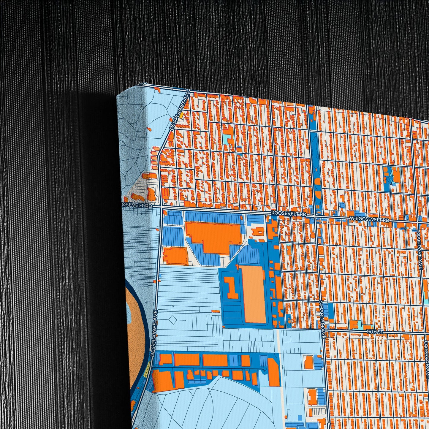 Berwyn Illinois Colorful City Map Canvas Print Detail