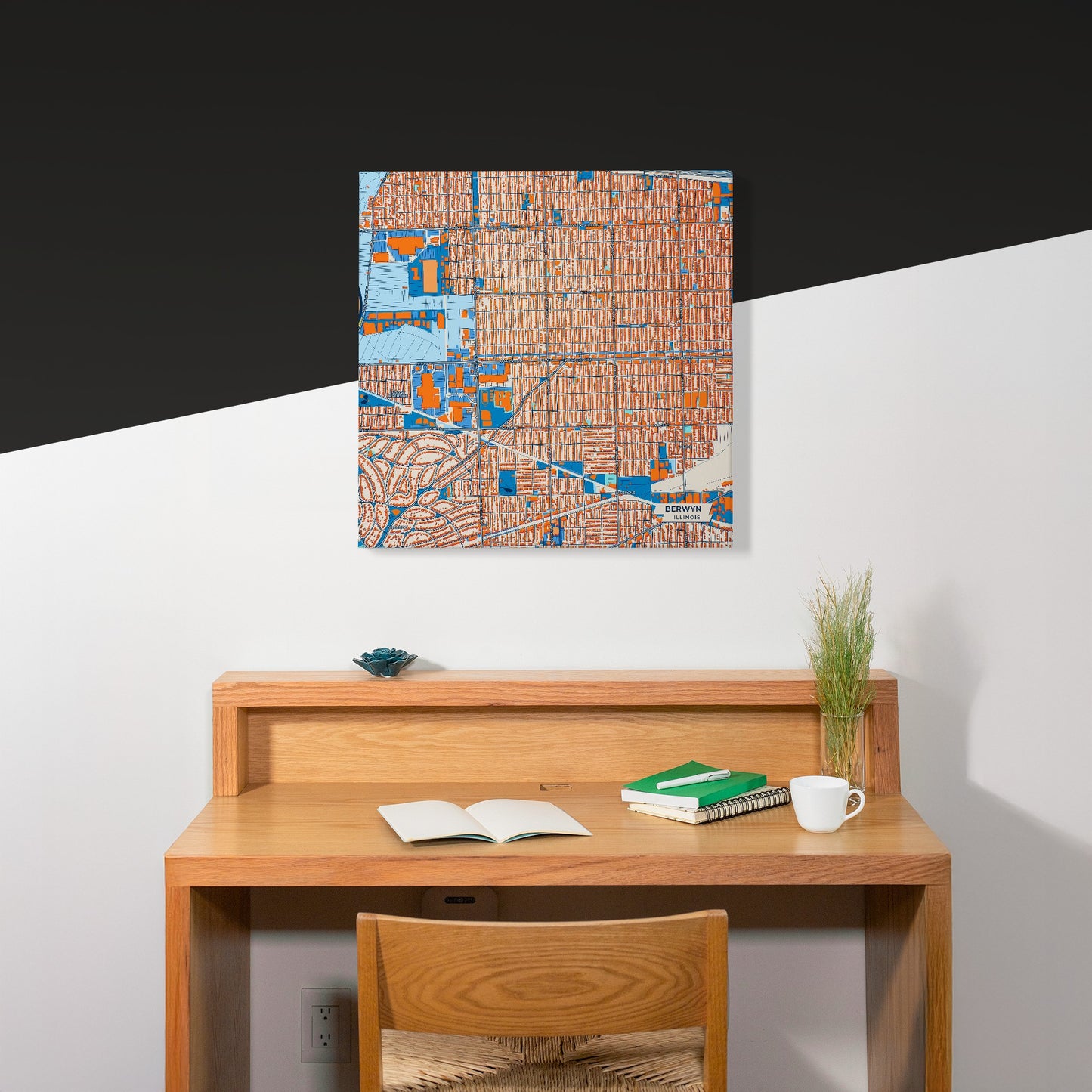 Berwyn Illinois Colorful City Map Canvas Print Scene