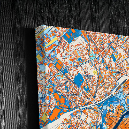 Besançon France Colorful City Map Canvas Print Detail