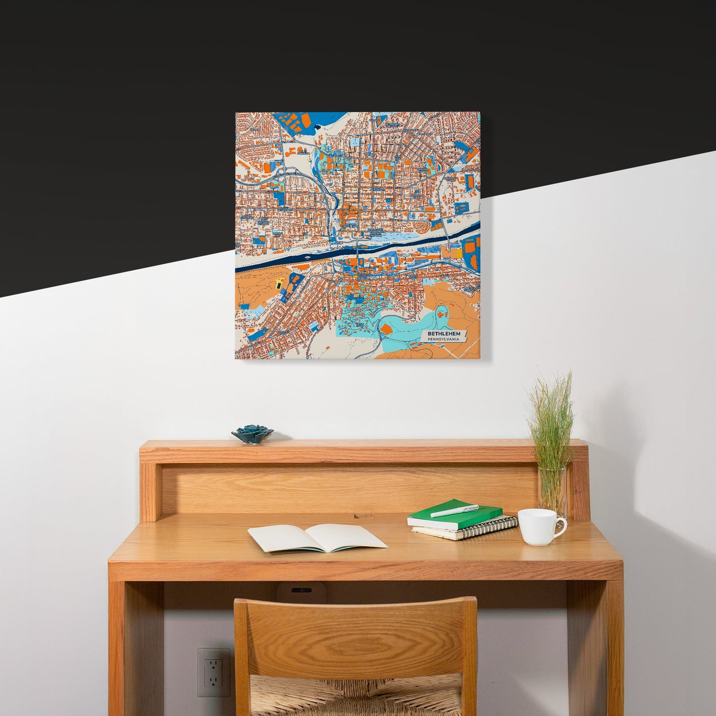Bethlehem Pennsylvania Colorful City Map Canvas Print Scene