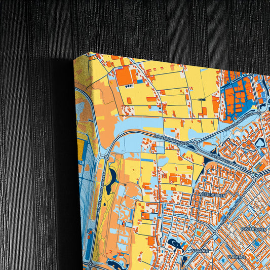 Beverwijk Netherlands Colorful City Map Canvas Print Detail