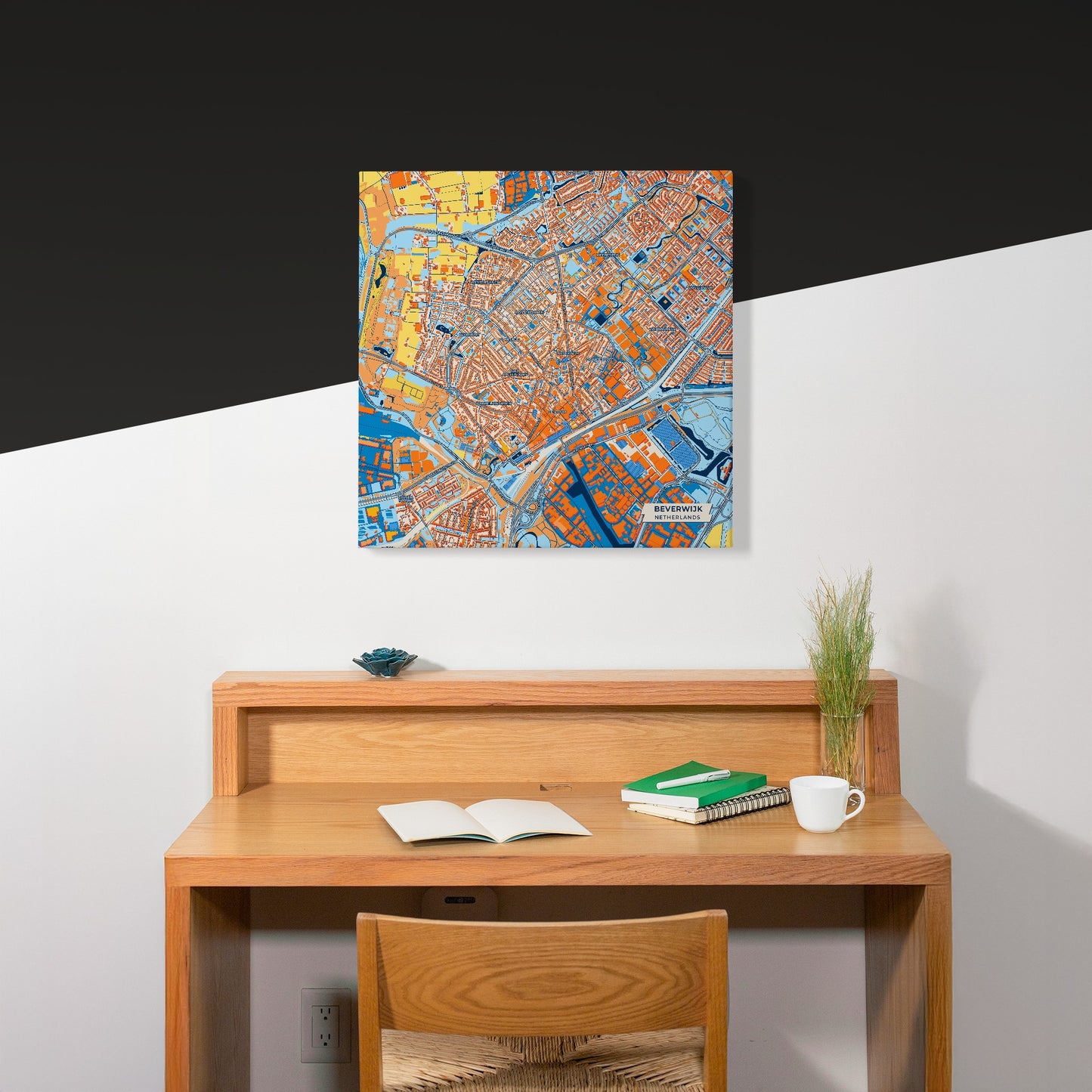 Beverwijk Netherlands Colorful City Map Canvas Print Scene