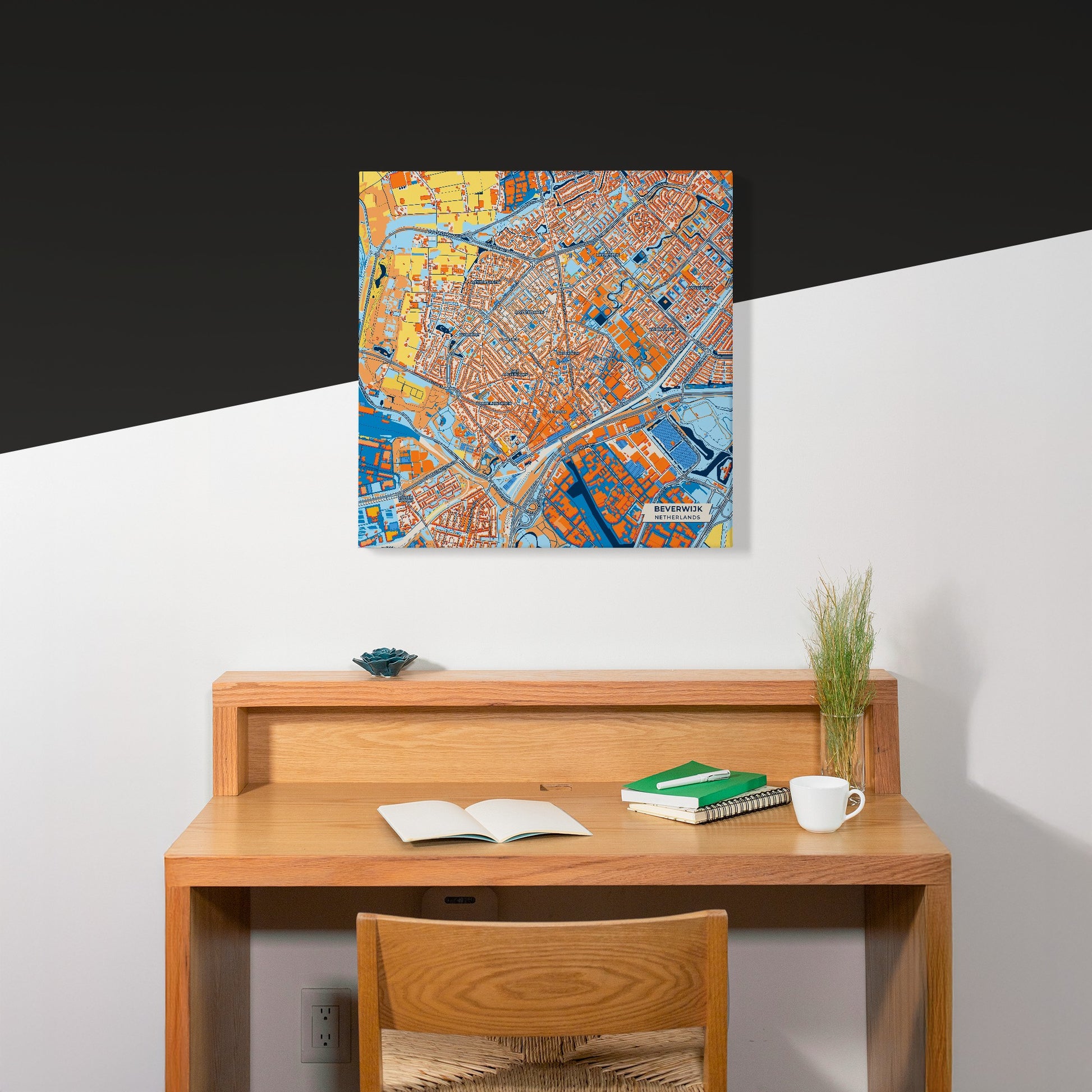 Beverwijk Netherlands Colorful City Map Canvas Print Scene