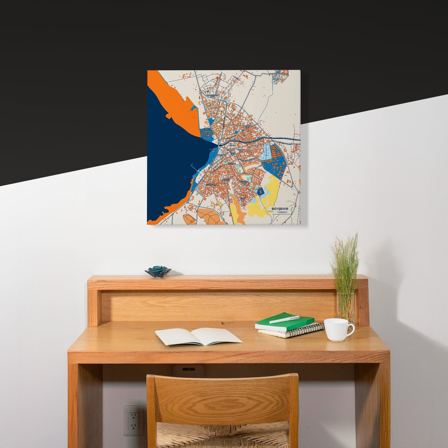Beyşehir Turkey Colorful City Map Canvas Print Scene