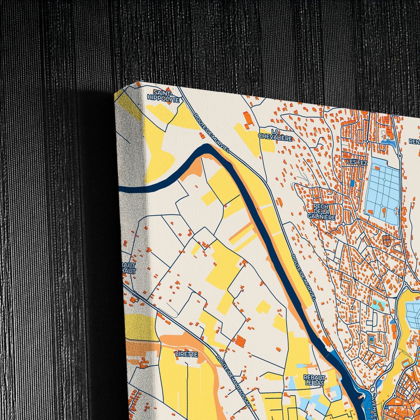 Béziers France Colorful City Map Canvas Print Detail