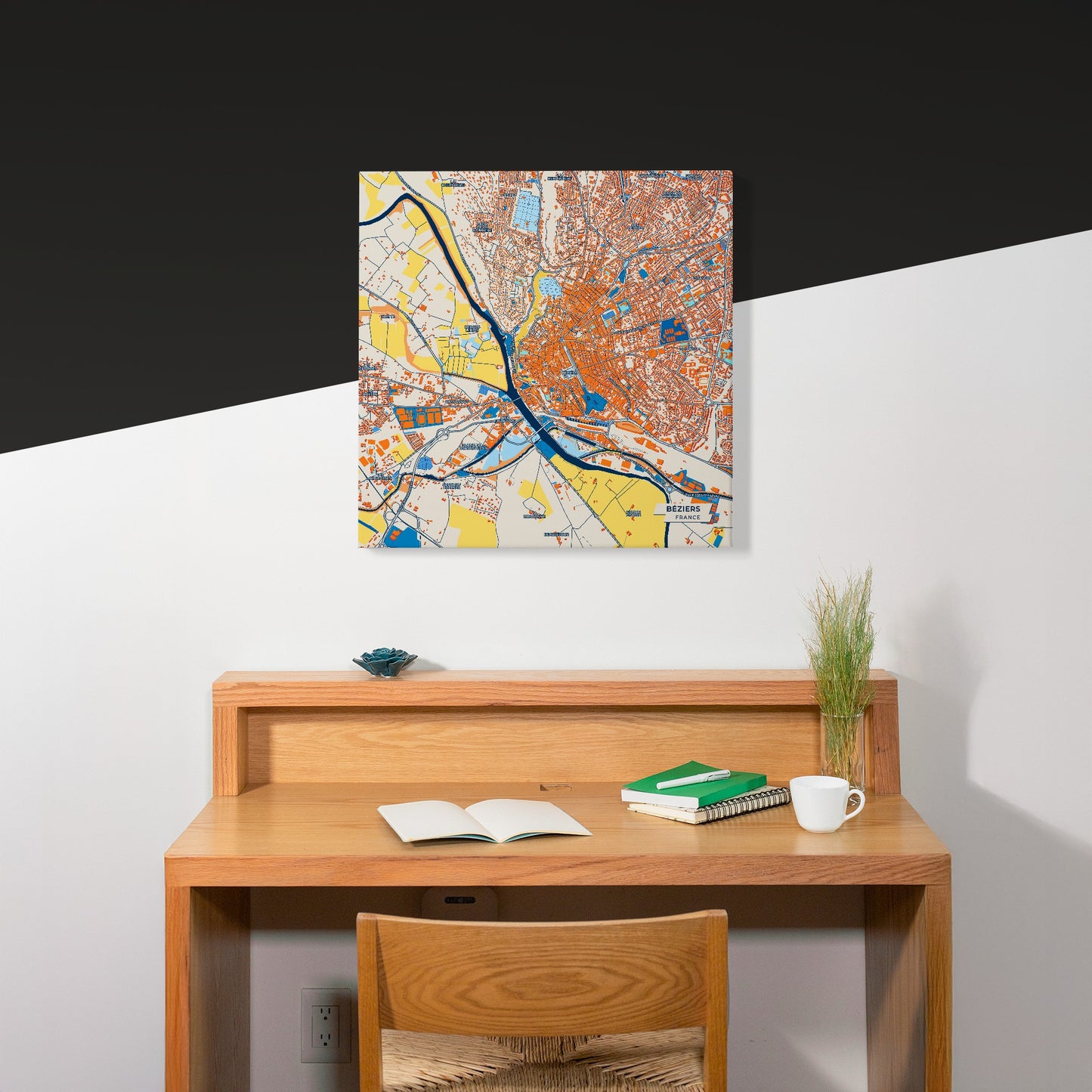 Béziers France Colorful City Map Canvas Print Scene