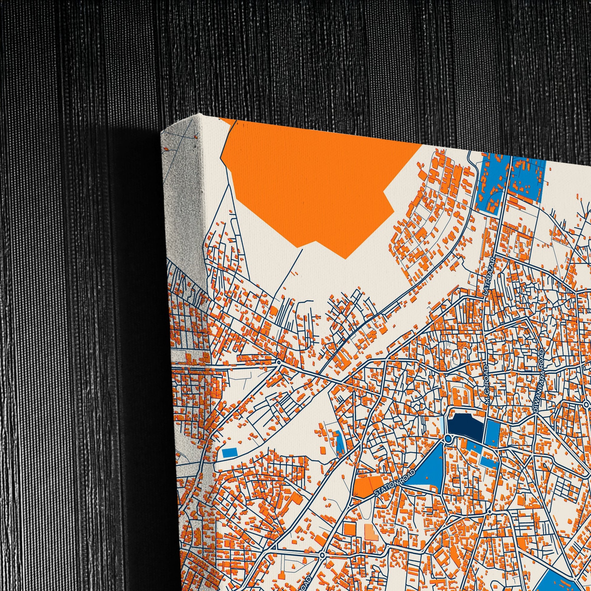 Bhavnagar India Colorful City Map Canvas Print Detail