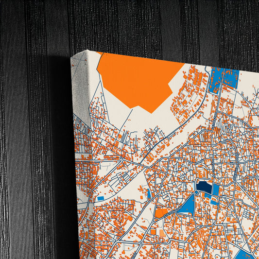 Bhavnagar India Colorful City Map Canvas Print Detail