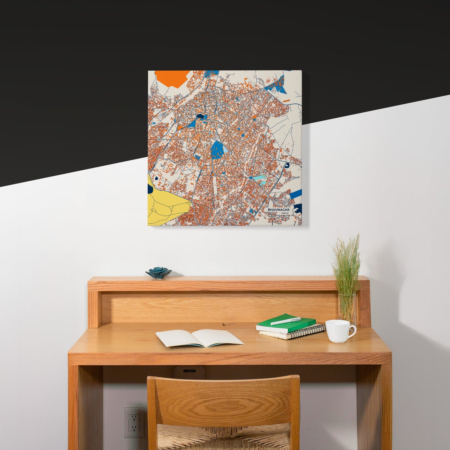 Bhavnagar India Colorful City Map Canvas Print Scene