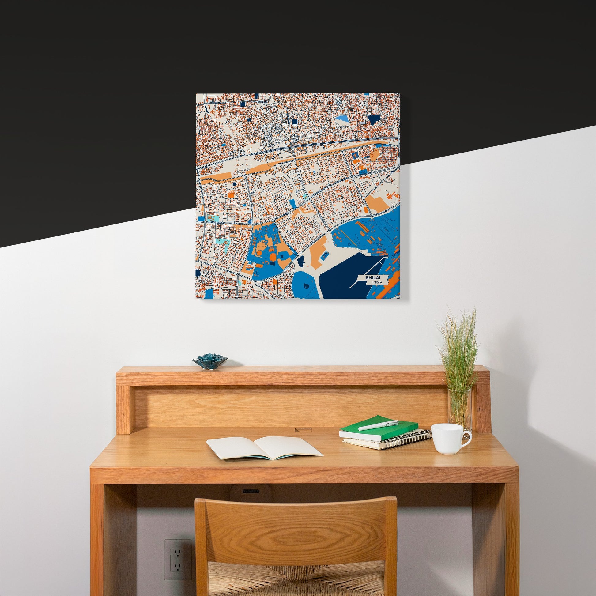 Bhilai India Colorful City Map Canvas Print Scene