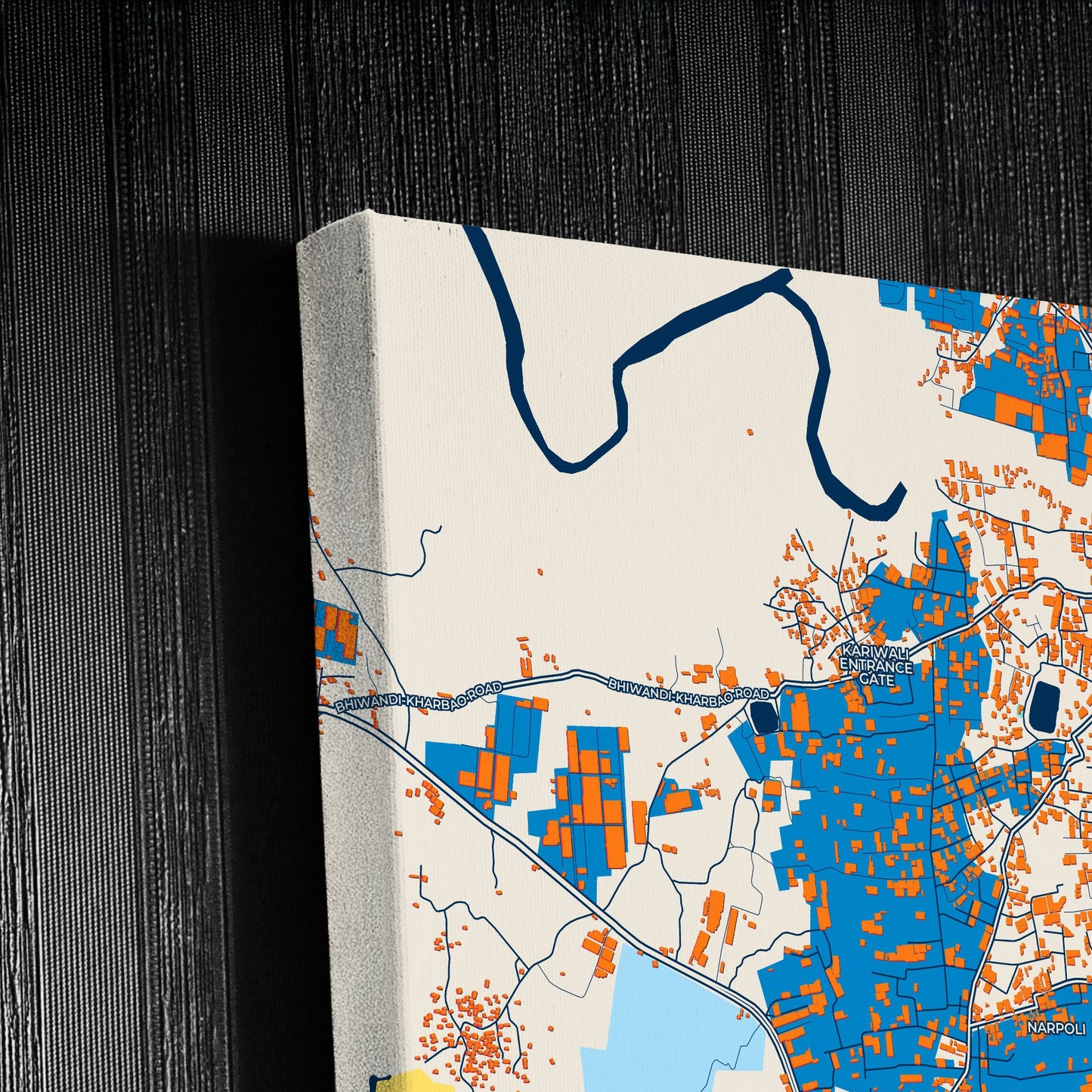 Bhiwandi India Colorful City Map Canvas Print Detail