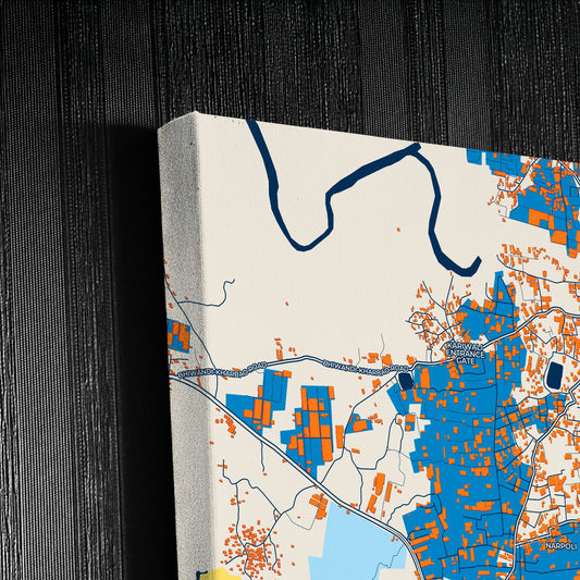 Bhiwandi India Colorful City Map Canvas Print Detail