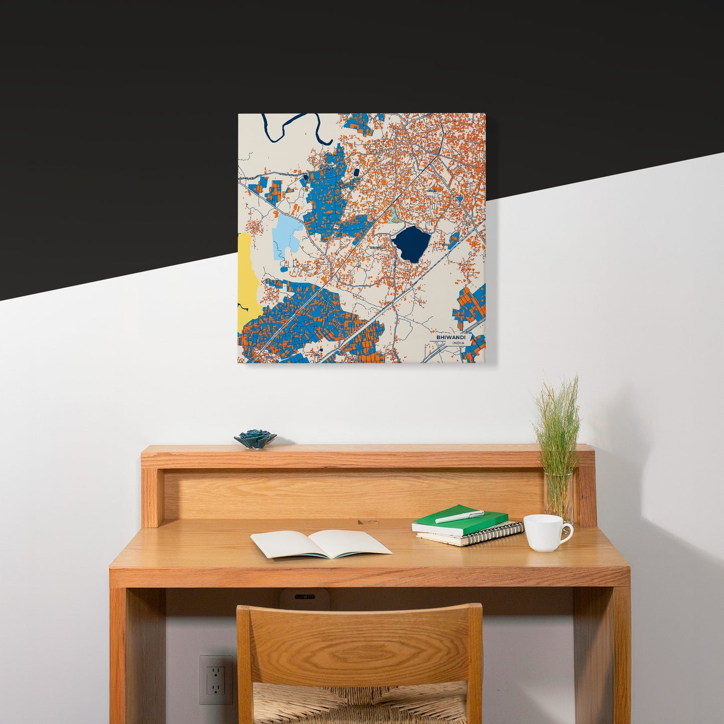 Bhiwandi India Colorful City Map Canvas Print Scene