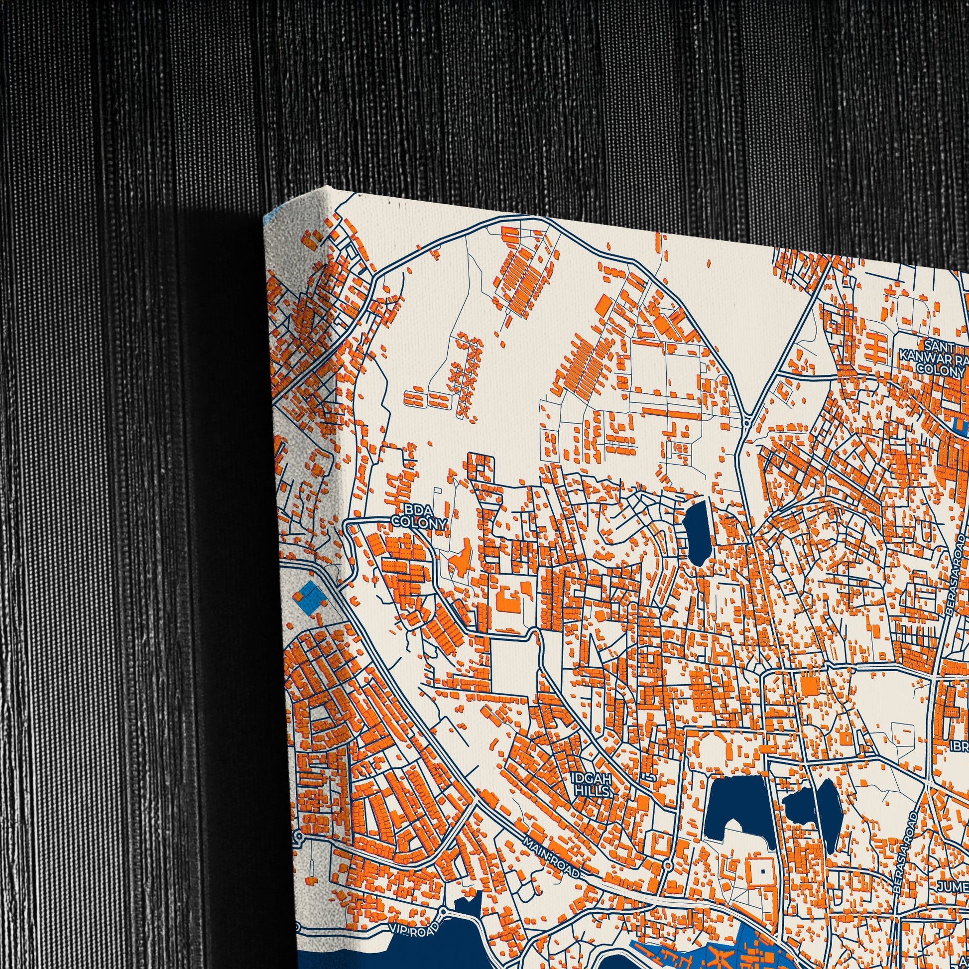 Bhopal India Colorful City Map Canvas Print Detail