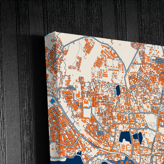 Bhopal India Colorful City Map Canvas Print Detail