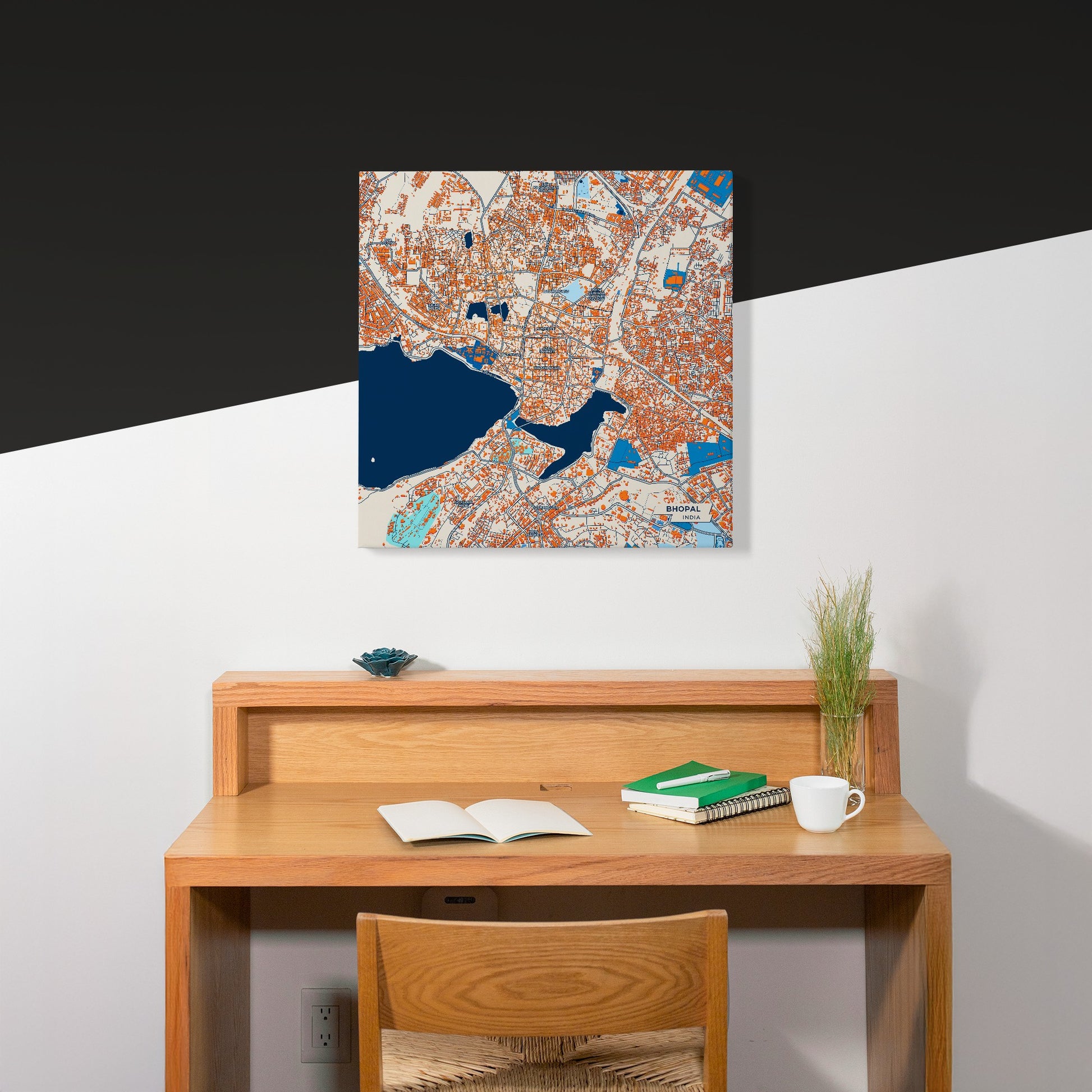 Bhopal India Colorful City Map Canvas Print Scene