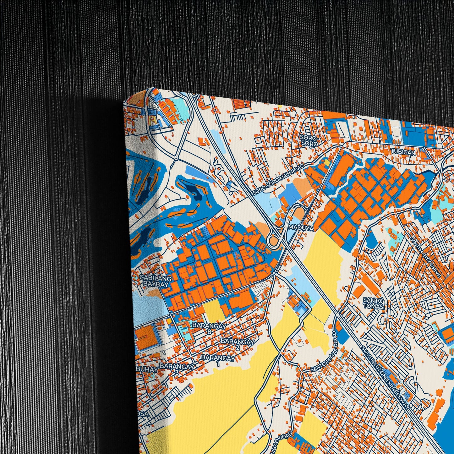 Biñan Philippines Colorful City Map Canvas Print Detail