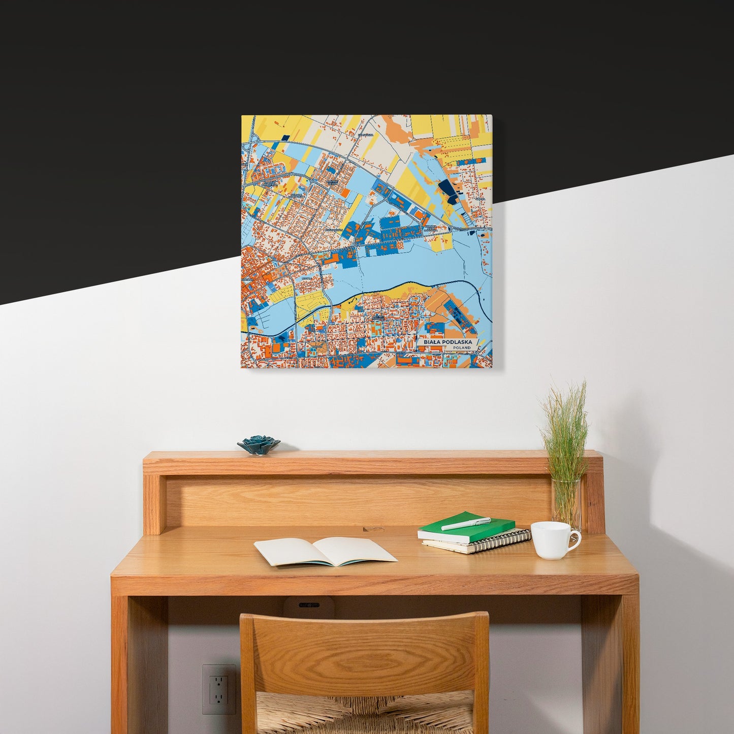 Biała Podlaska Poland Colorful City Map Canvas Print Scene