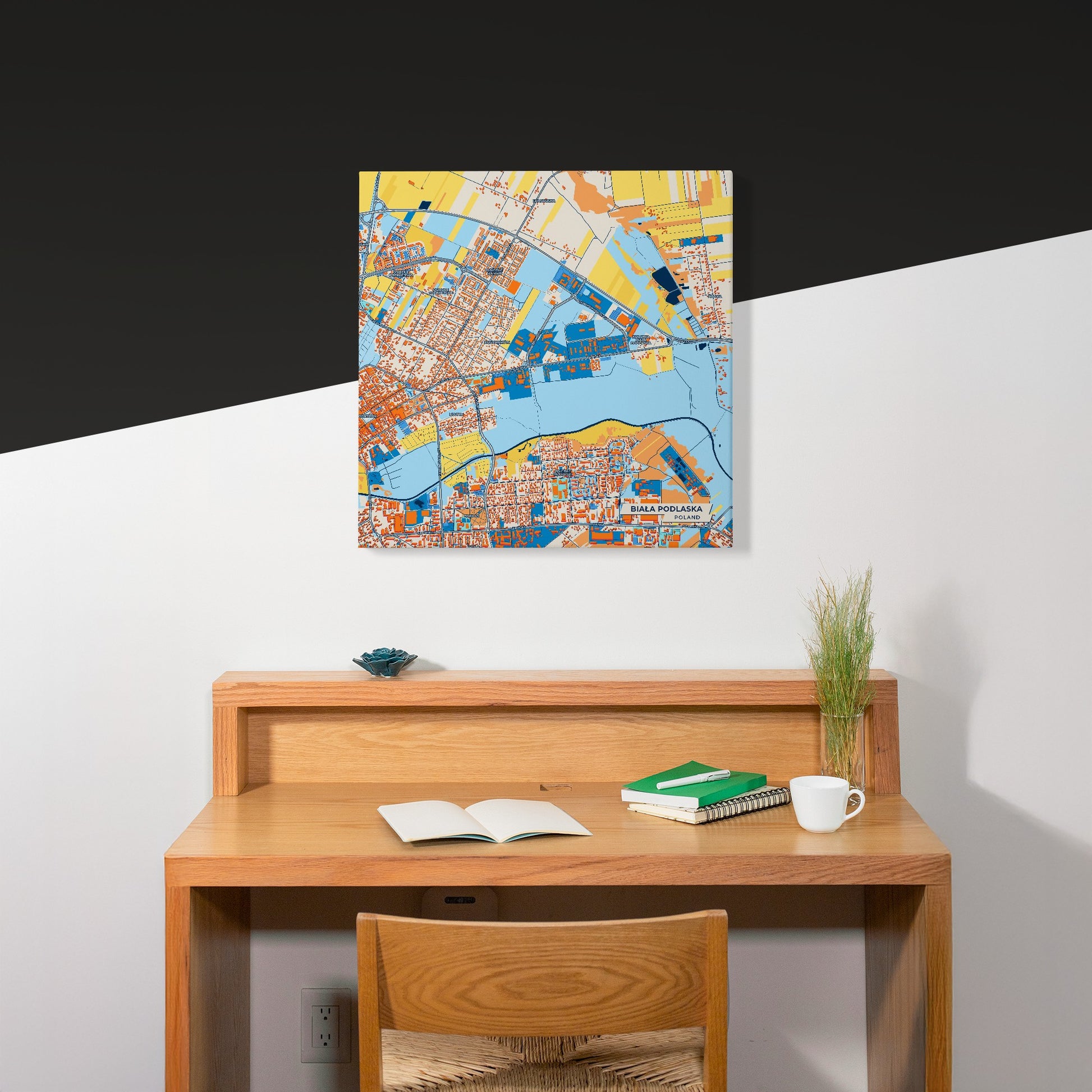 Biała Podlaska Poland Colorful City Map Canvas Print Scene