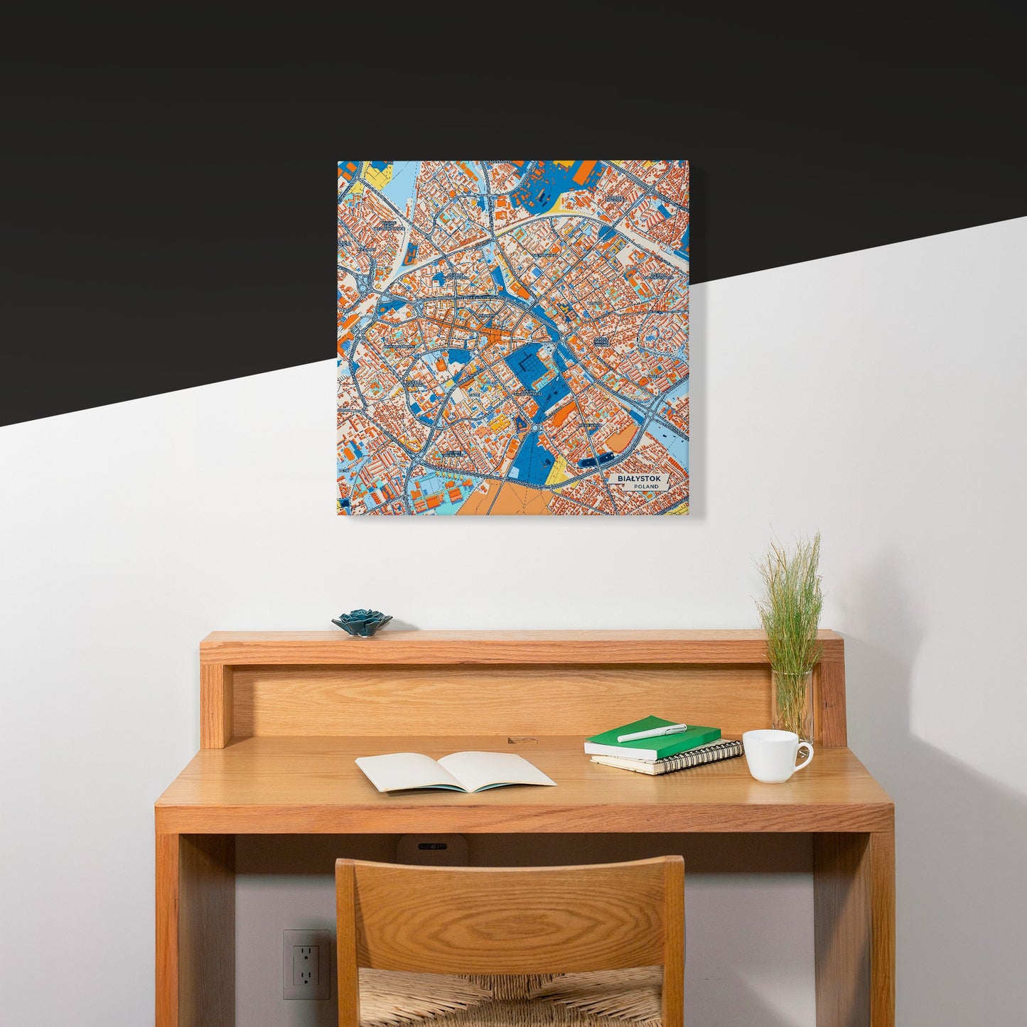 Białystok Poland Colorful City Map Canvas Print Scene