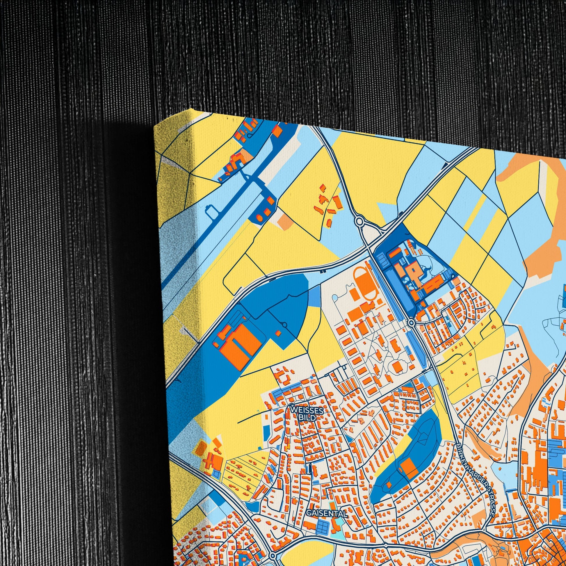 Biberach An Der Riss Germany Colorful City Map Canvas Print Detail