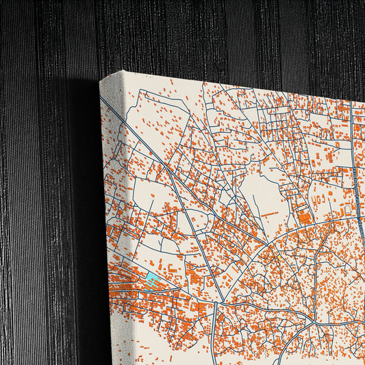 Bida Nigeria Colorful City Map Canvas Print Detail