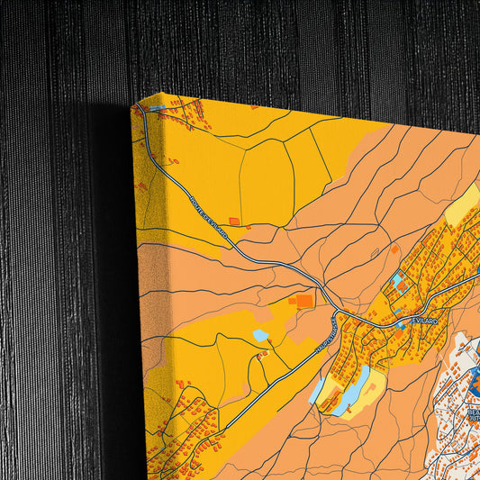 Biel/Bienne Switzerland Colorful City Map Canvas Print Detail