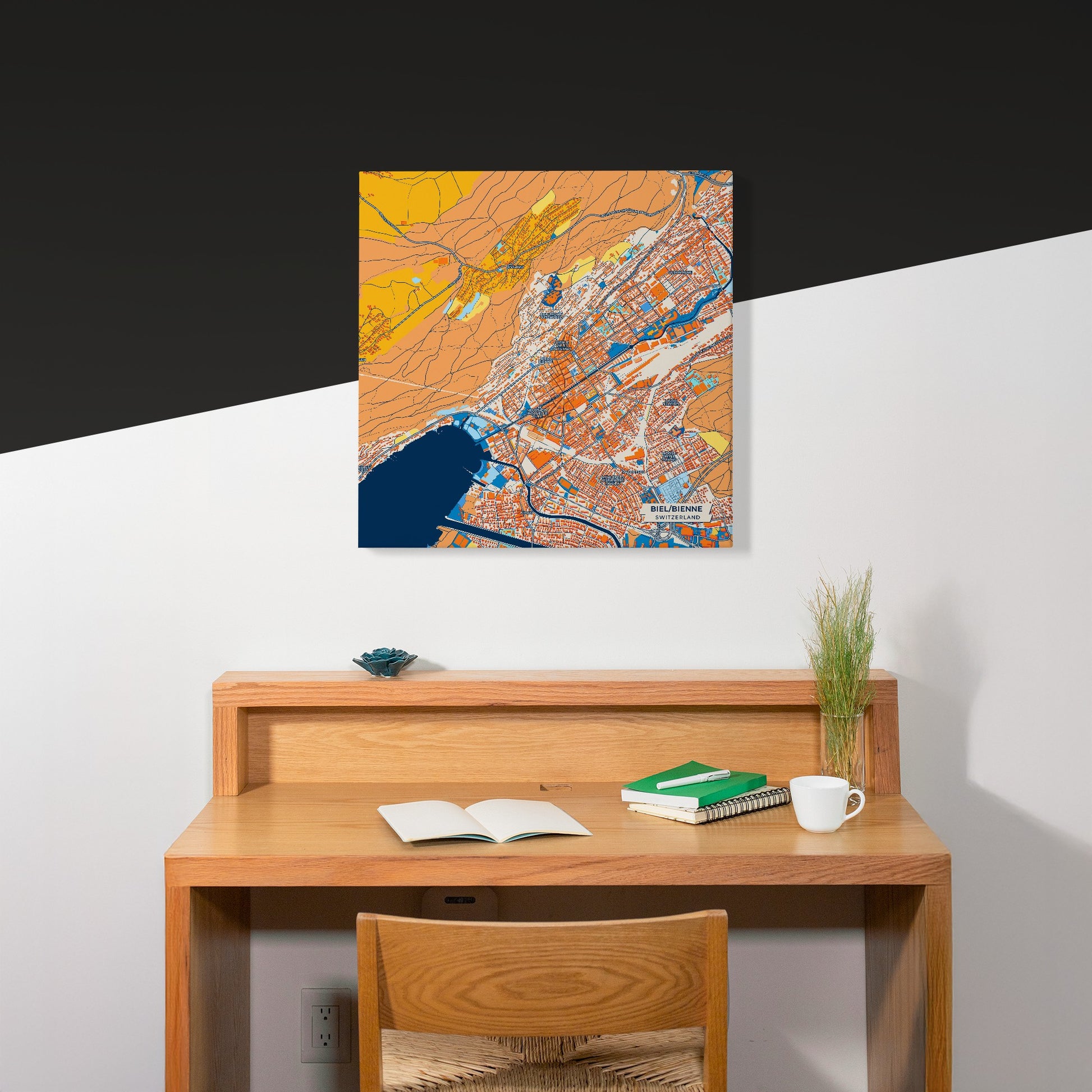 Biel/Bienne Switzerland Colorful City Map Canvas Print Scene