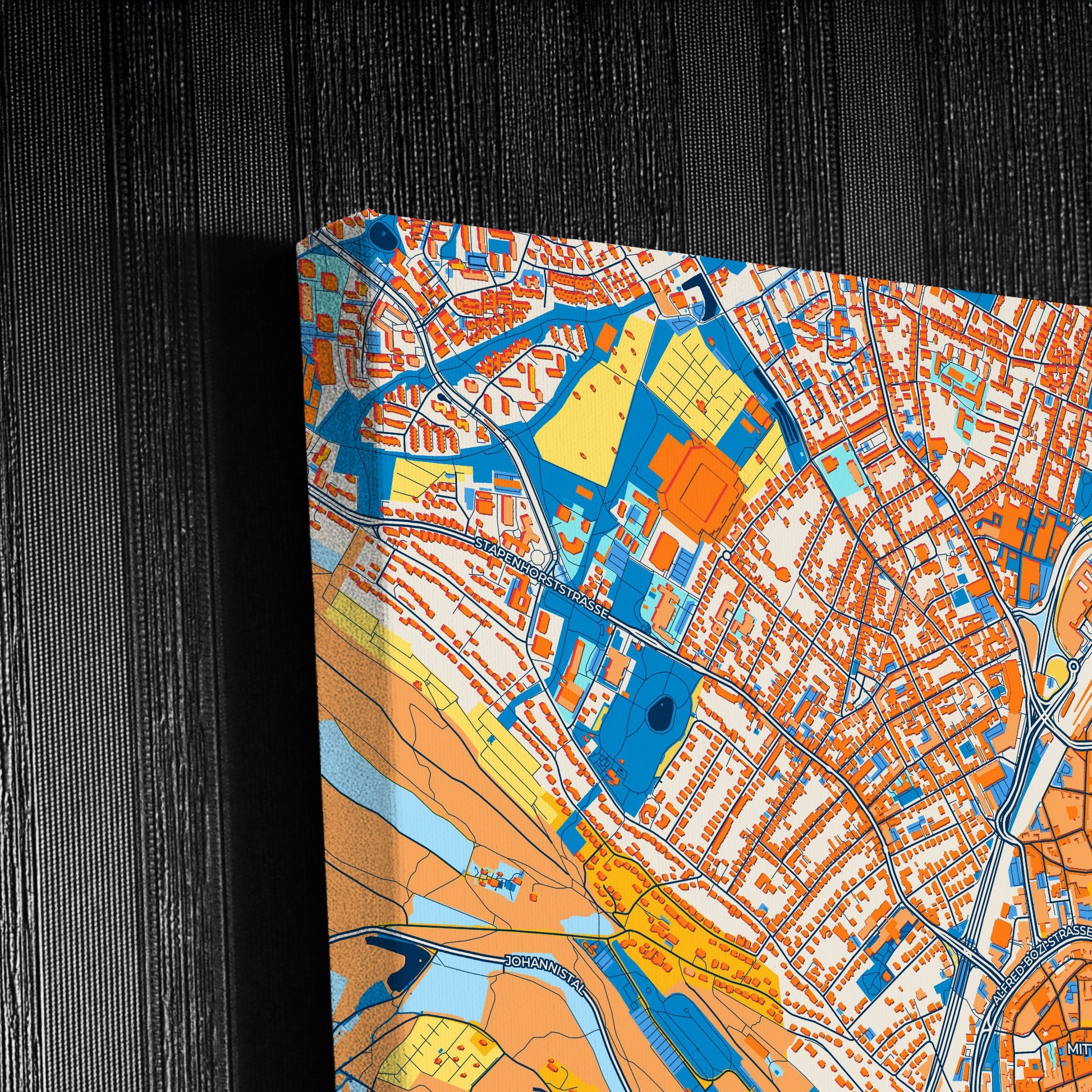 Bielefeld Germany Colorful City Map Canvas Print Detail