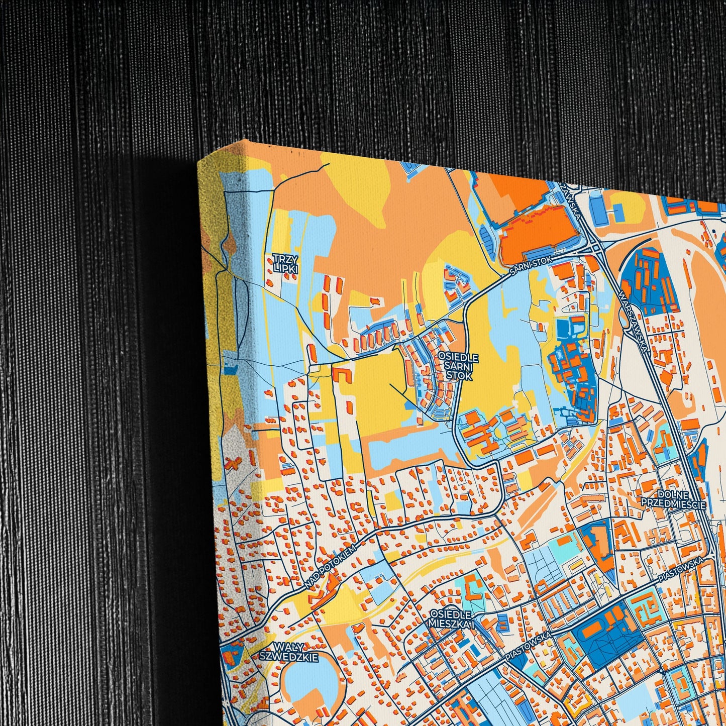 Bielsko-Biała Poland Colorful City Map Canvas Print Detail