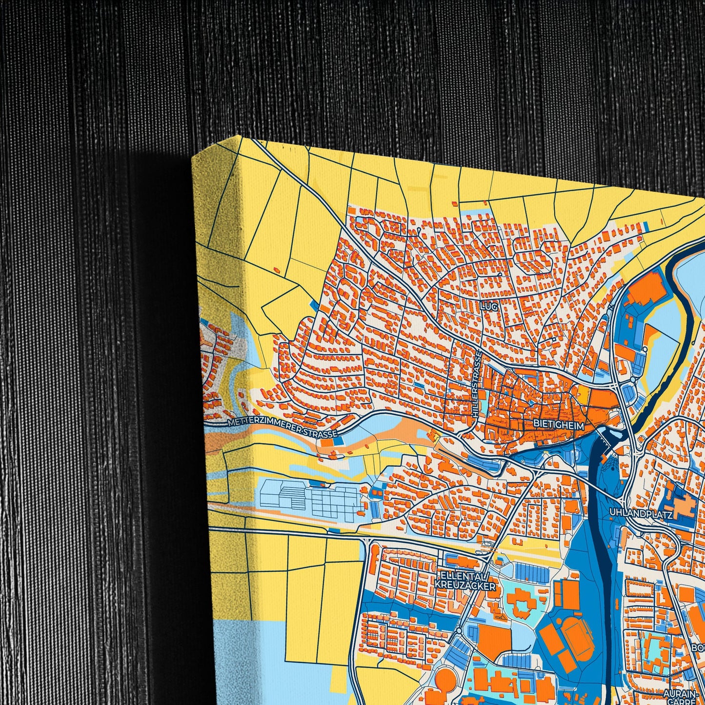 Bietigheim-Bissingen Germany Colorful City Map Canvas Print Detail