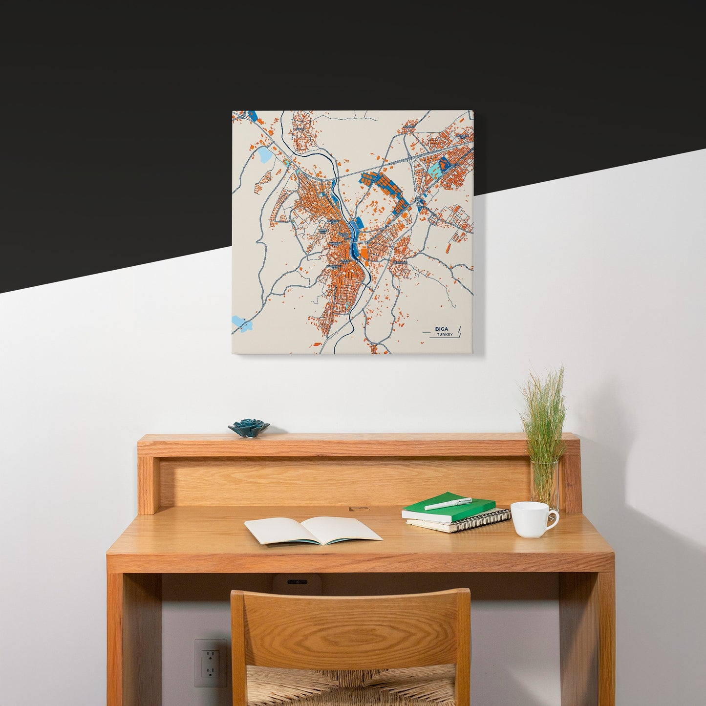 Bi̇ga Turkey Colorful City Map Canvas Print Scene