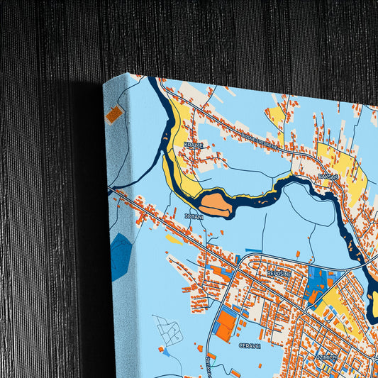 Bihać Bosnia And Herzegovina Colorful City Map Canvas Print Detail