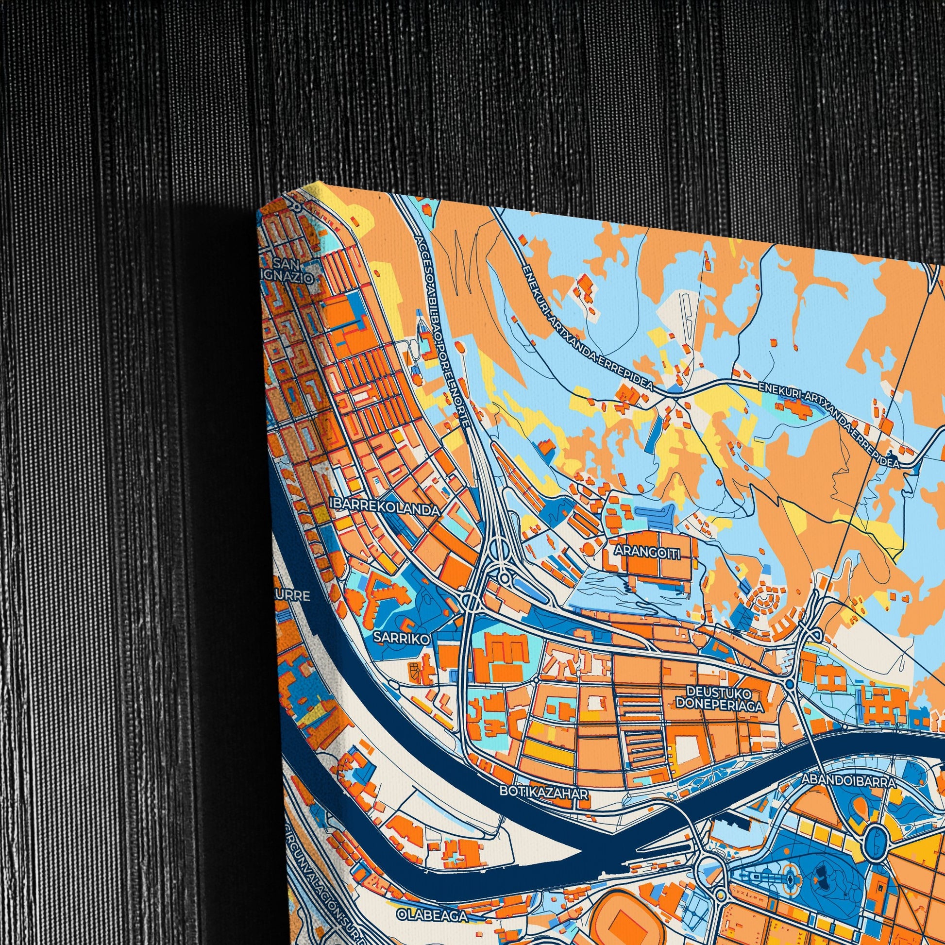 Bilbao Spain Colorful City Map Canvas Print Detail
