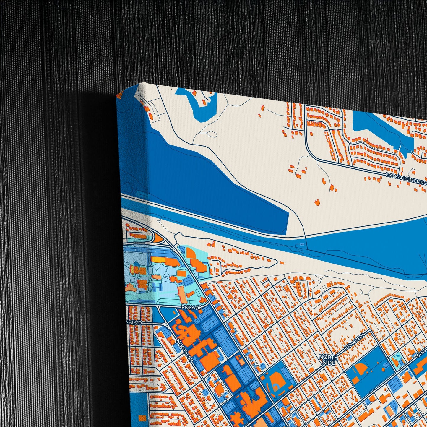 Billings Montana Colorful City Map Canvas Print Detail