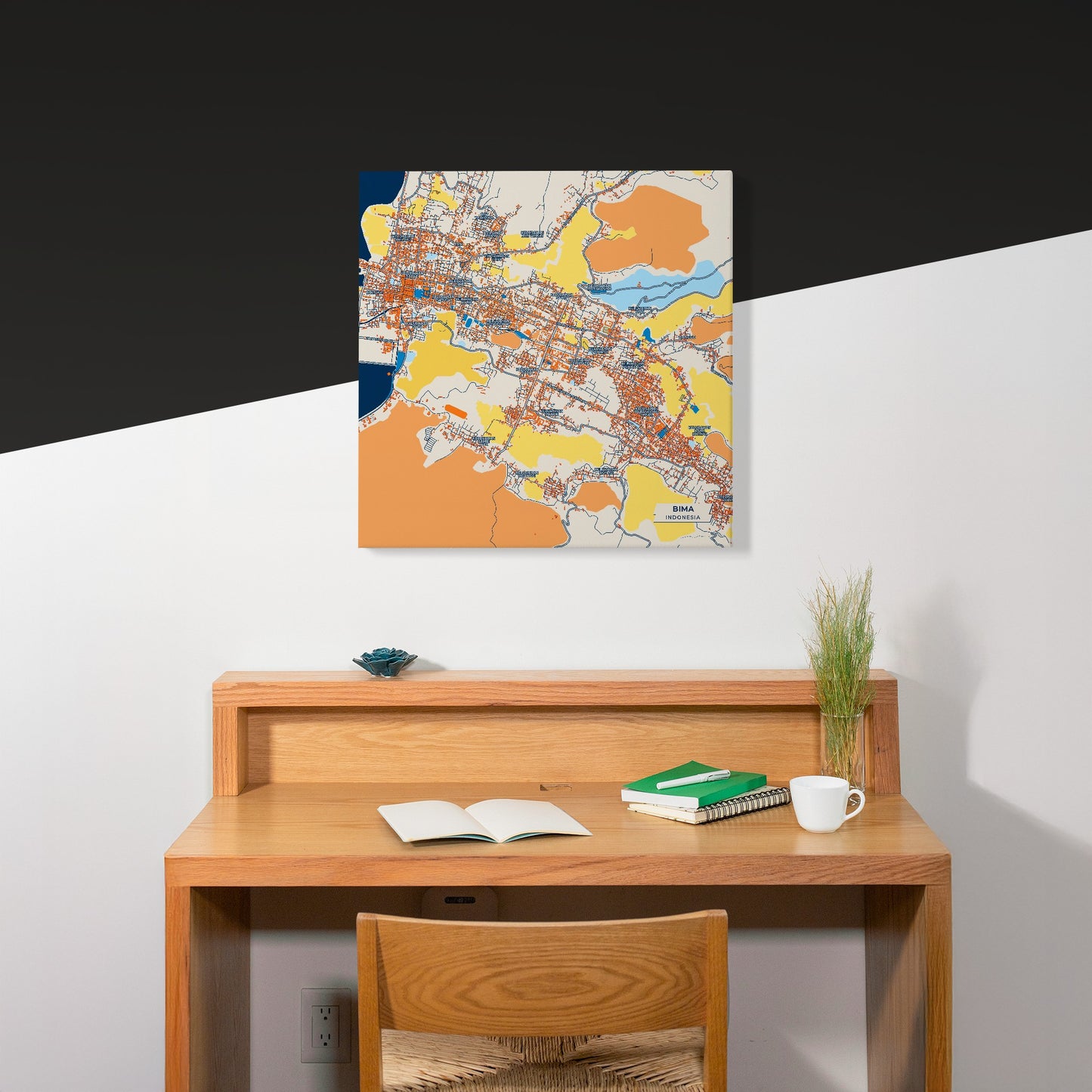 Bima Indonesia Colorful City Map Canvas Print Scene