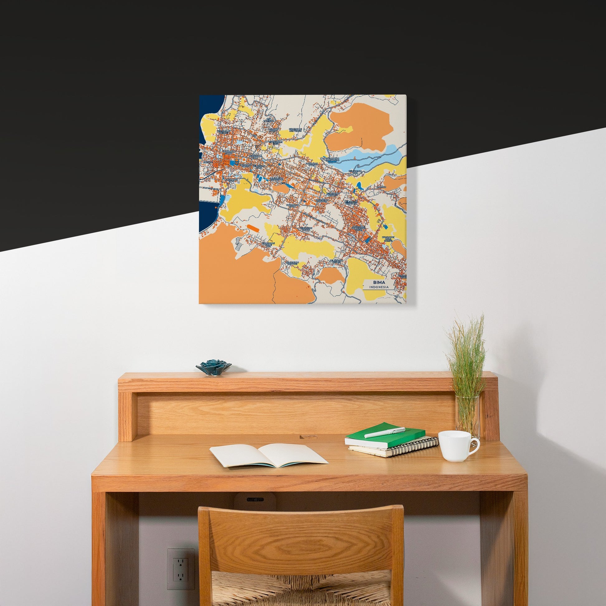 Bima Indonesia Colorful City Map Canvas Print Scene