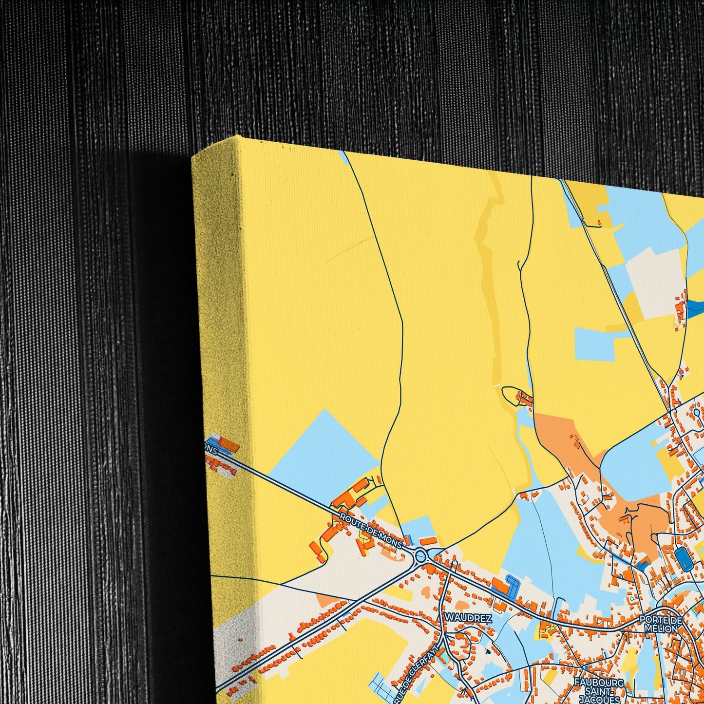 Binche Belgium Colorful City Map Canvas Print Detail