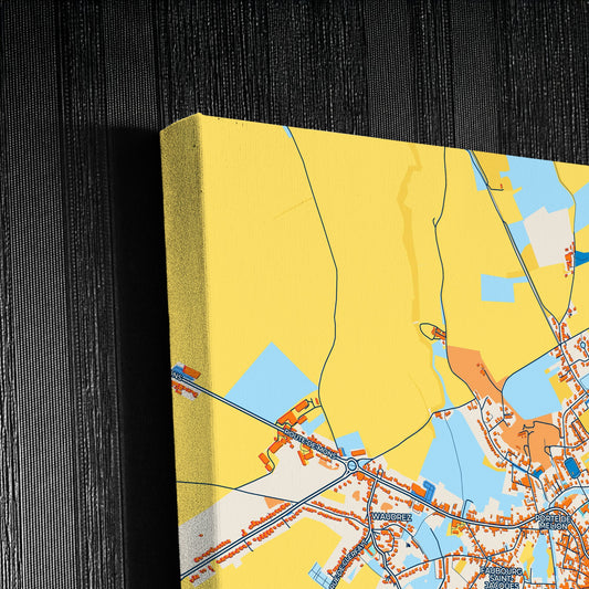 Binche Belgium Colorful City Map Canvas Print Detail