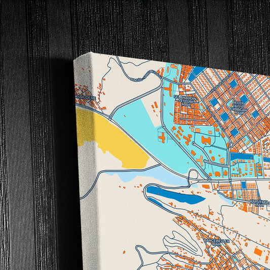 Bi̇ngöl Turkey Colorful City Map Canvas Print Detail