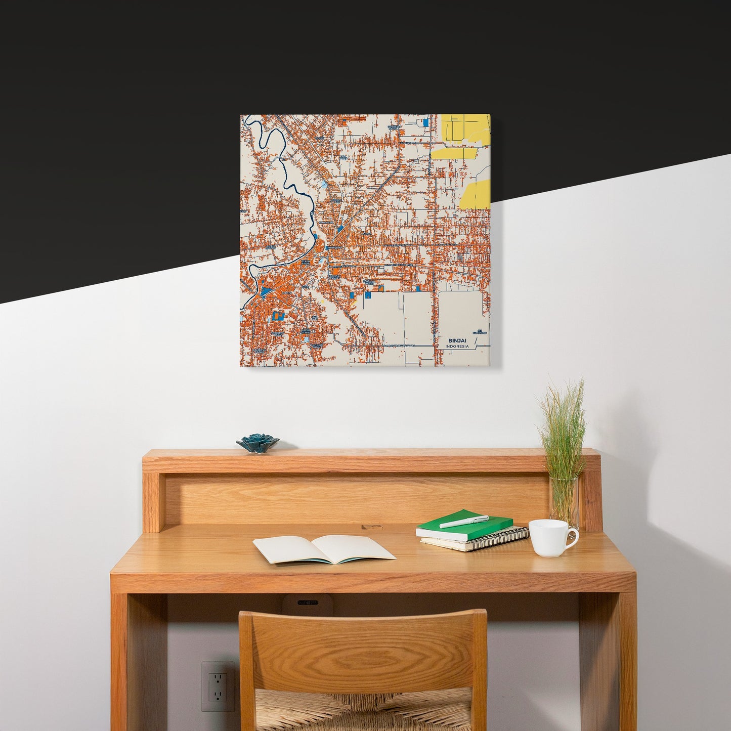 Binjai Indonesia Colorful City Map Canvas Print Scene