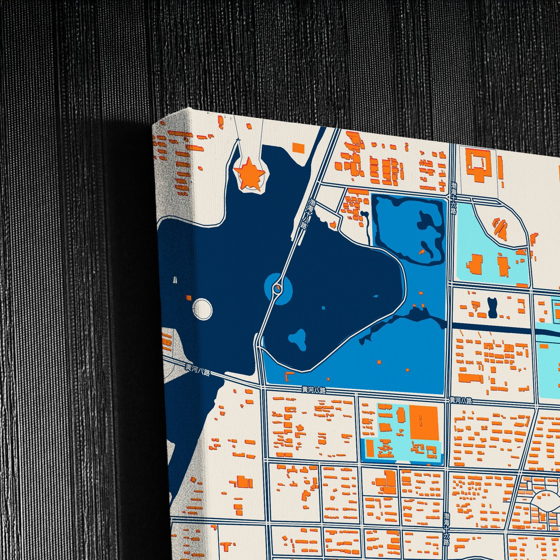 Binzhou China Colorful City Map Canvas Print Detail
