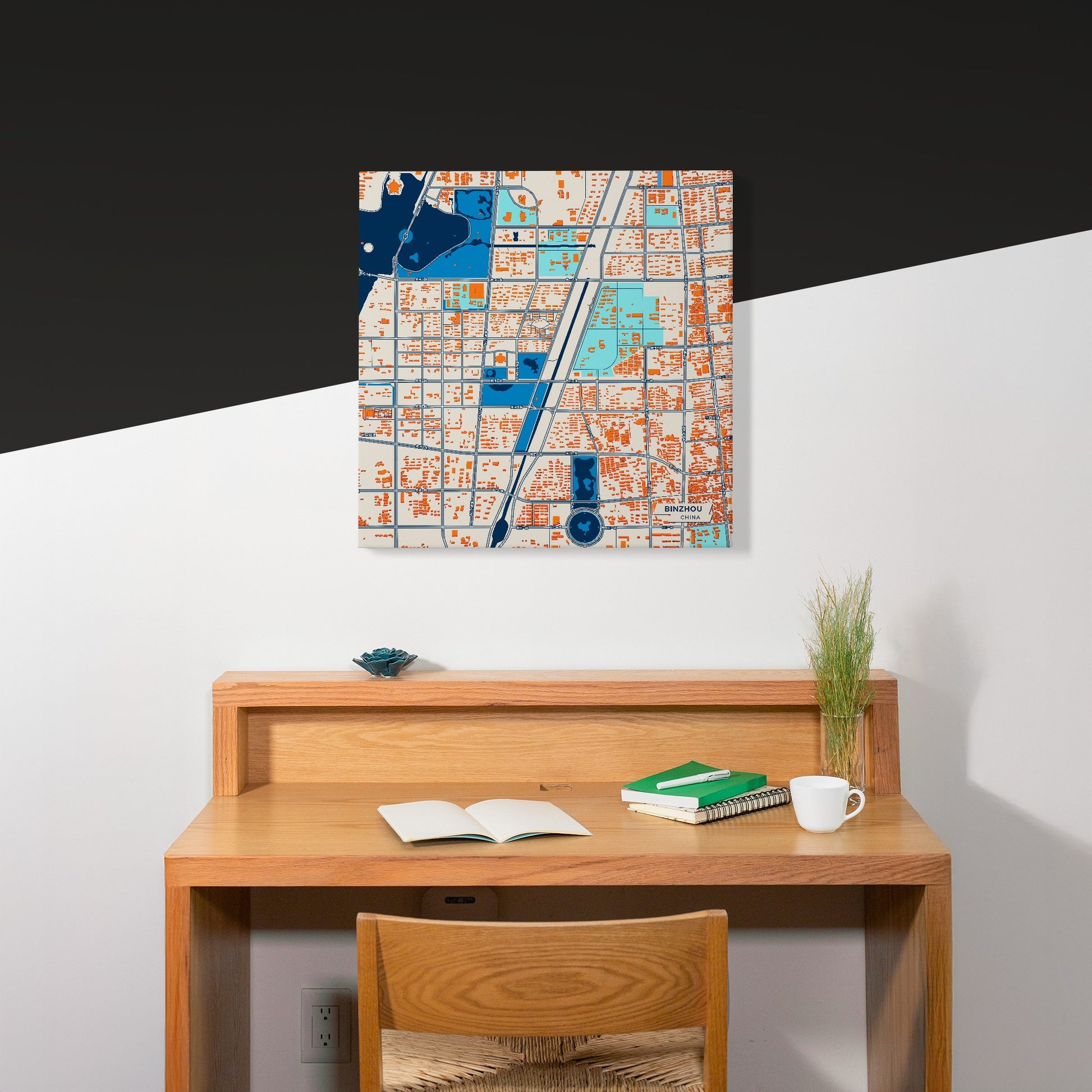 Binzhou China Colorful City Map Canvas Print Scene