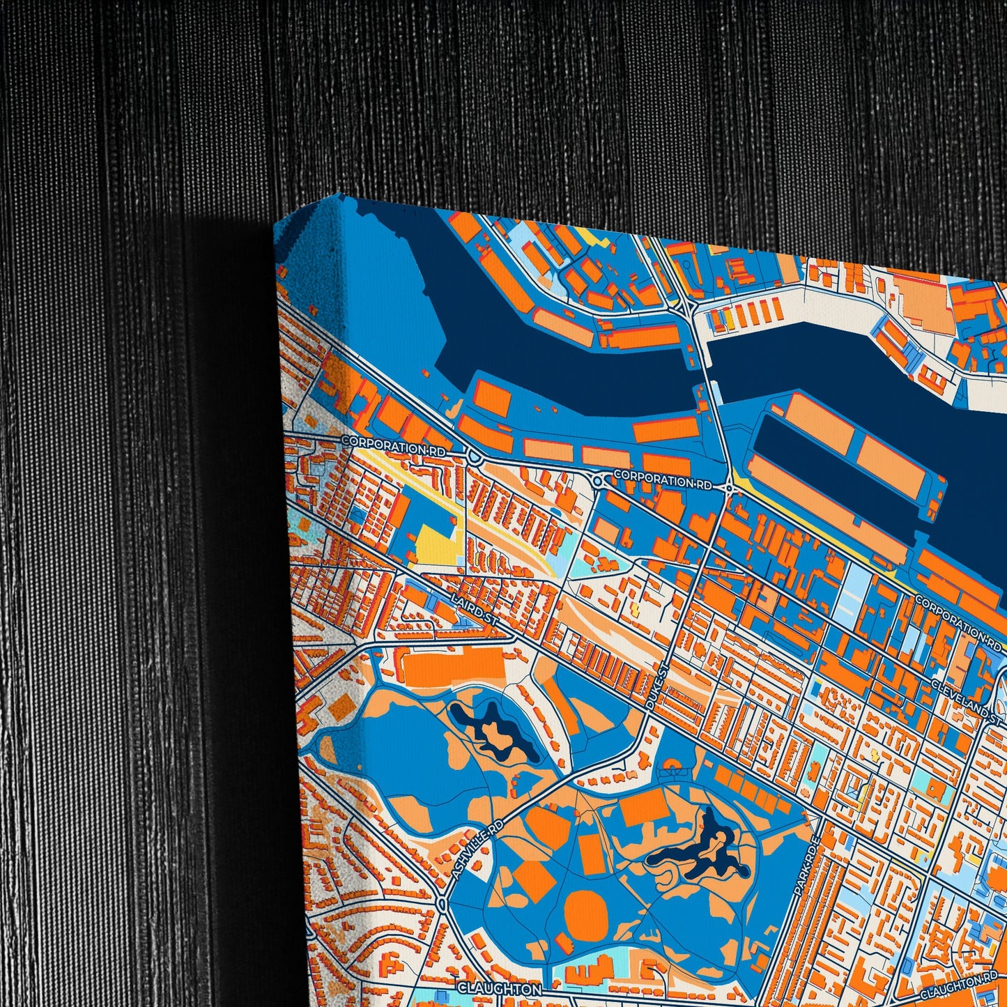 Birkenhead England Colorful City Map Canvas Print Detail