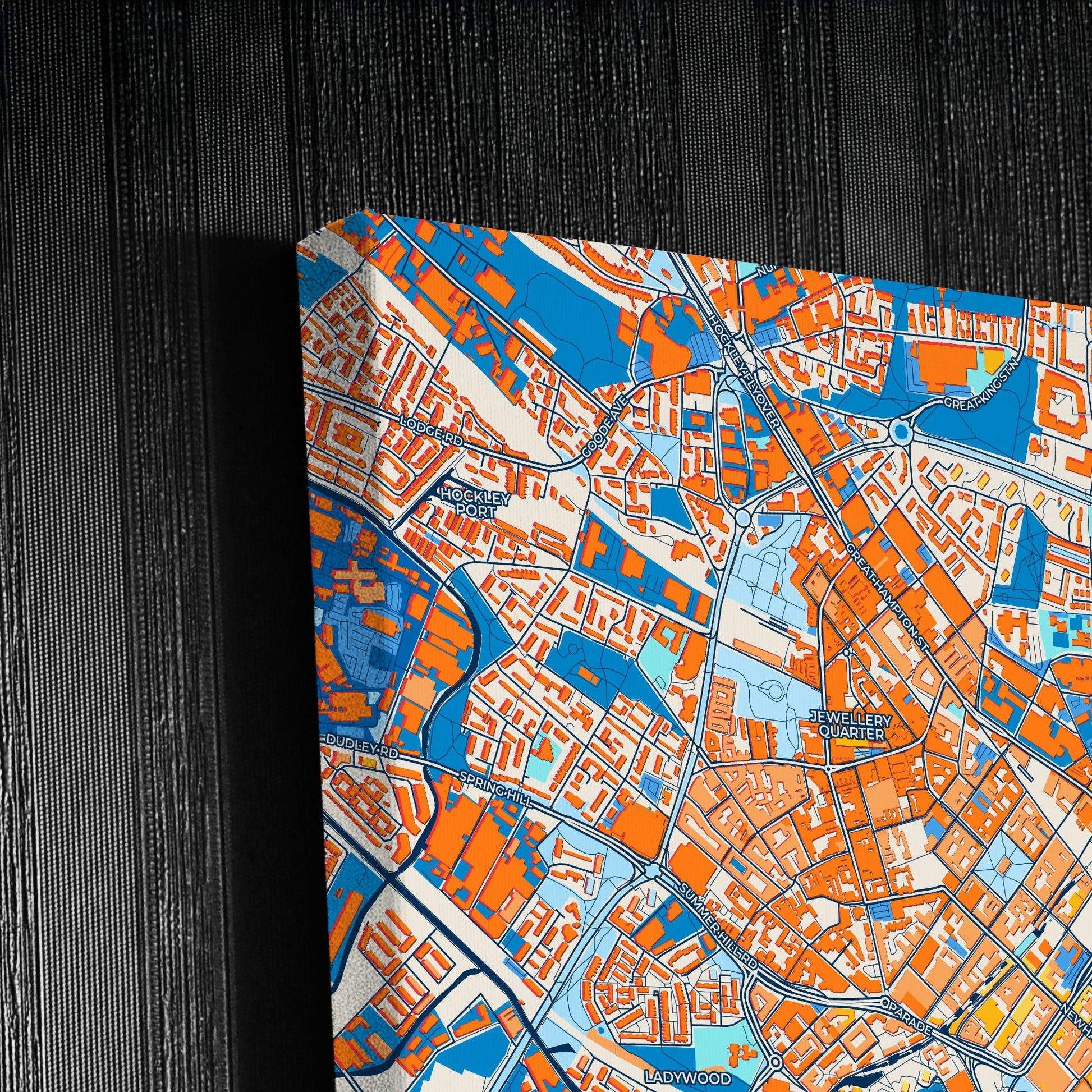 Birmingham England Colorful City Map Canvas Print Detail