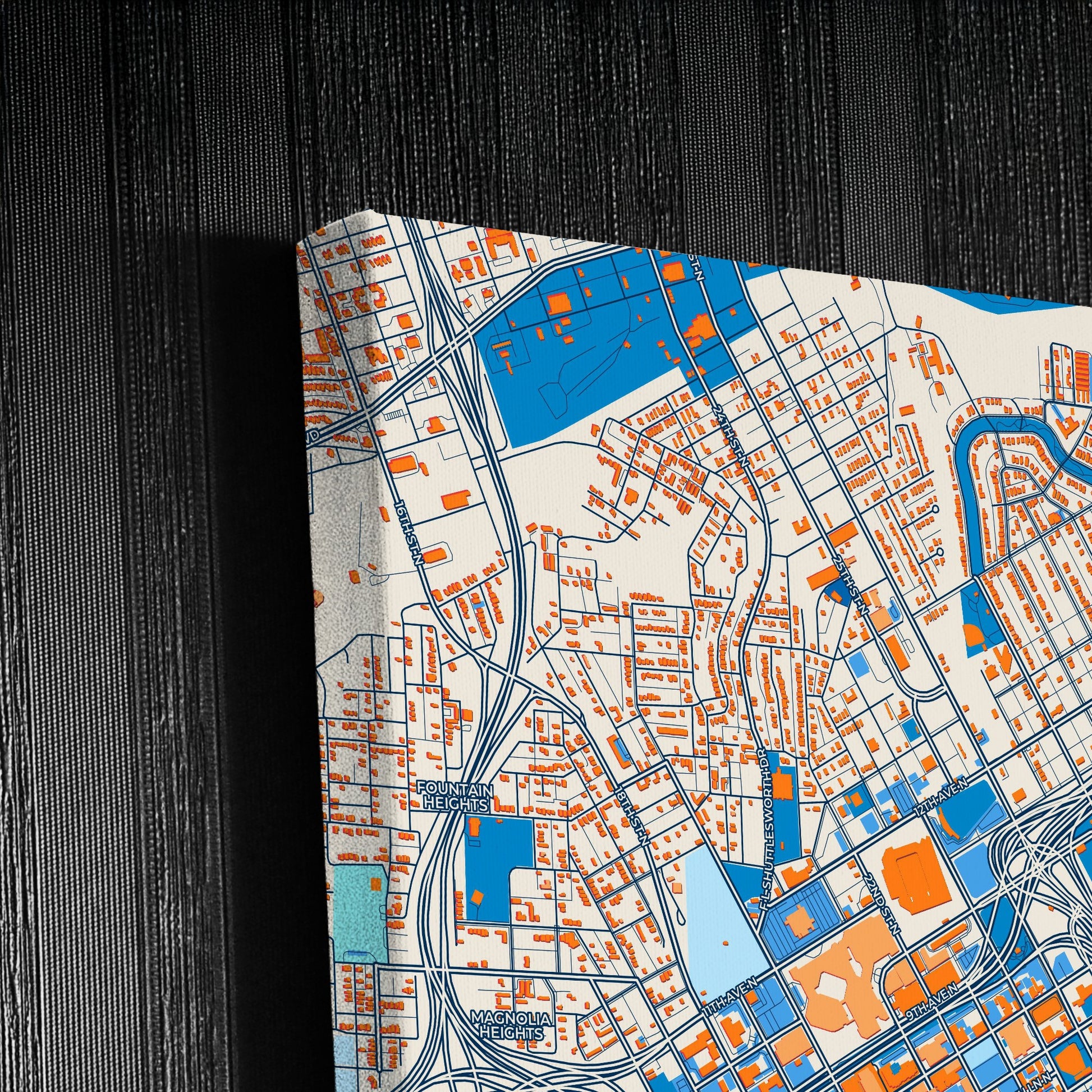 Birmingham Alabama Colorful City Map Canvas Print Detail